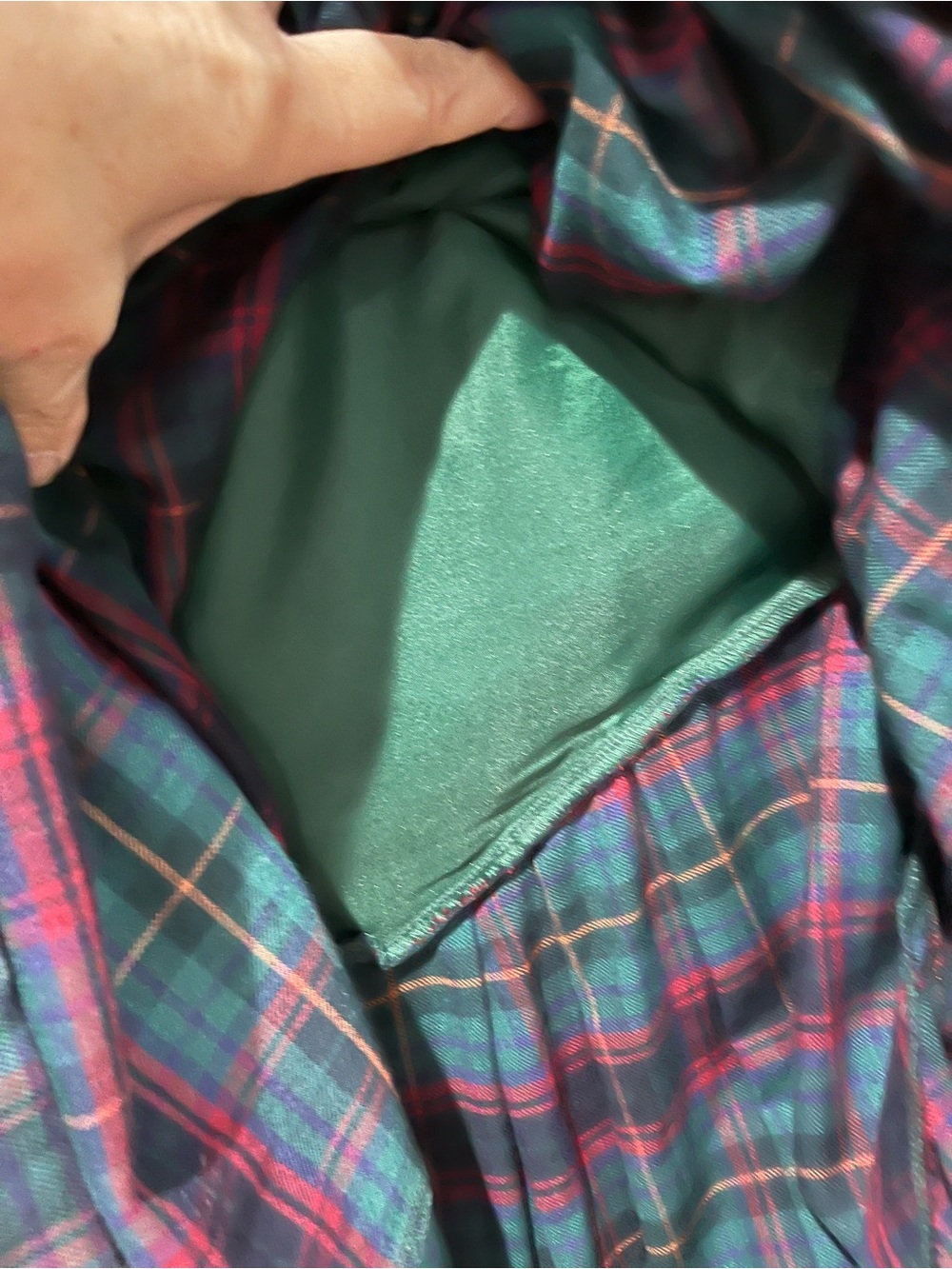 Laura Ashley Sz8 Classic Green Plaid Wool Blend Sleeveless Midi Dress, Jumper - Picture 8 of 10
